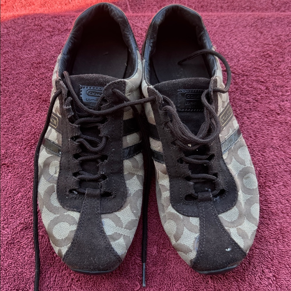 VINTAGE Coach Kathleen Signature Pattern Sneakers in Brown and Black